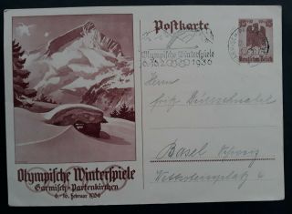 Rare 1936 Germany Winter Olympic Games Postcard W Garmisch - Partenkirchen Cachets