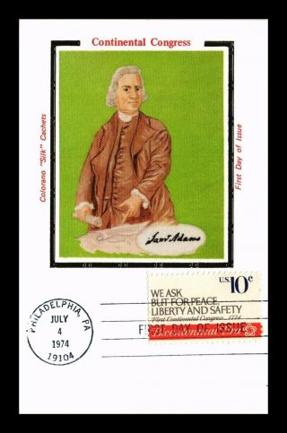 Dr Jim Stamps Us James Adams Continental Congress Colorano Silk Fdc Postcard