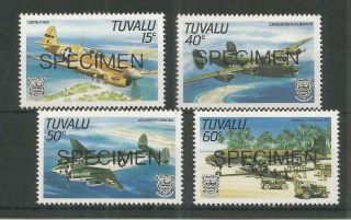 Tuvalu 1985 World War Two Aircraft Specimen Sg,  329 - 332 U/mm N/h Lot 3743b