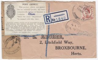 1961 Cumbran Monmouthshire Cover Compulsorily Registered At Hoddesdon Regd Herts