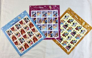 The Art Of Disney 3 Panes 37c 39c 42c Usps 20 Each Postage Stamps 60 Total