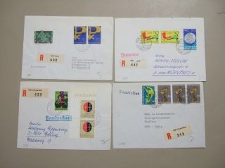 Four Small Country Liechtenstein Registered Covers With Pair Stamps