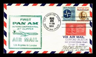 Dr Jim Stamps Us Los Angeles First Flight Air Mail Cover London Backstamp