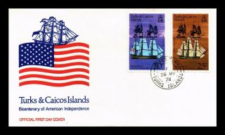 Dr Jim Stamps Bicentenary American Independence Fdc Turks And Caicos Cover