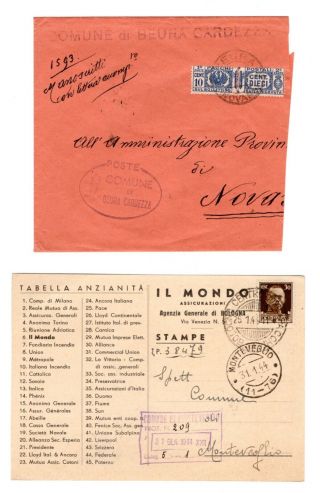 Italy Italian Rsi 1944 Postal History Cover & Card