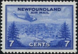 Newfoundland 1943 Airmail Issue 7c Ultramarine Sg.  290 (hinged)