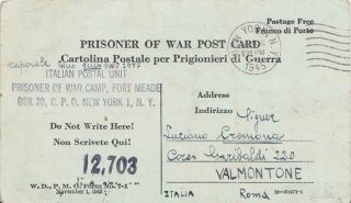Prisoner Of War Italy P.  O.  W.  Mail 1945 York,  N.  Y.  Fort Meade,  Md.  P.  O.  W