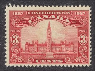 Canada - Scott 143 - 1927 3 Cent Parliament Bld - Very Lightly Hinged Og