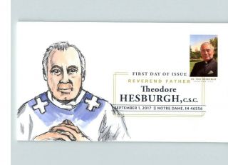 Reverend Father Theodore Hesburgh,  Hand Painted 1 Of 1,  Color Cancel,  Notre Da