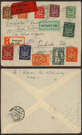 Germany 1922 - Registered Air Mail Cover Westerland To Euskirchen 34828/1