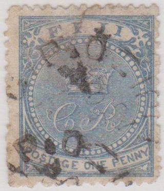 (eq16) 1871 Fiji 1d Blue (cr) (closed Tear On Top Space Filler)