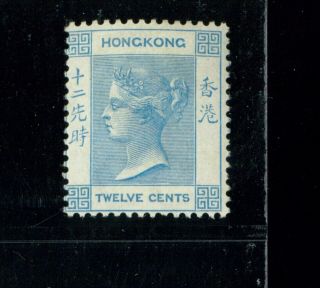 (hkpnc) Hong Kong 1863 Qv 12c Cc Wmk Fresh Og Lightly Hinged Vf