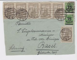 Germany Stamps 1923 Inflation Period Front To Basel Postal History