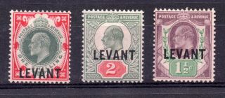 British Levant (4279) 1905 King Edward V11 3 Values From This Set Lightly Mount