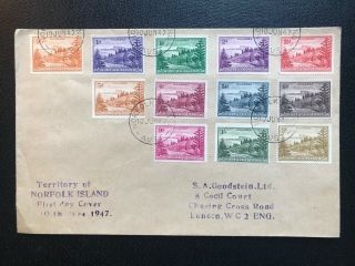1947 Norfolk Island Set - First Day Cover To London - Ref266