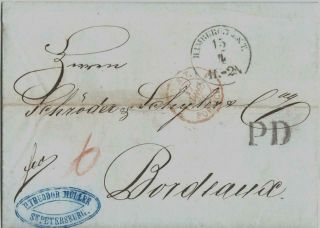 Russia 1865 Letter St.  Petersburg To Bordeauxfrance Via Hamburg