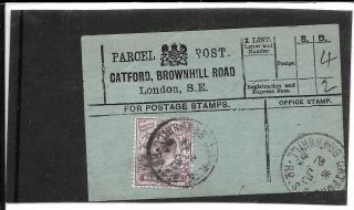 Gb 1903 Parcel Post Label Catford London Kevii