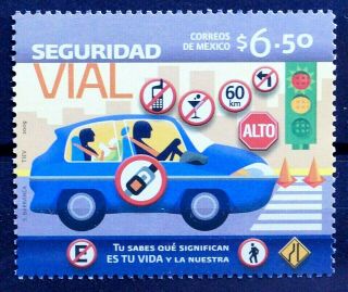 Mexico 2009 Traffic Safety Family Baby Car Seat Road Signs No Alcohol Driver Mnh