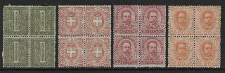 Italy 1863 - 96 Blocks Of 4 Selection Mh /mnh (cat £170)
