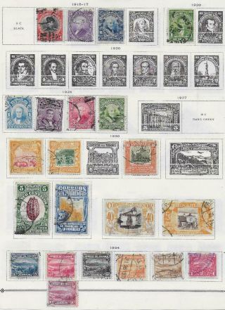22 Ecuador Stamps From Quality Old Album 1915 - 1934