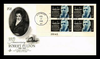Dr Jim Stamps Us Robert Fulton First Day Cover Scott 1270 Plate Block Art Craft