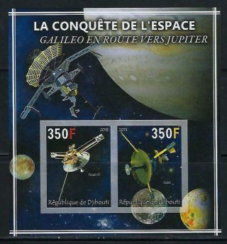 M975 Mnh 2013 Imperf Souvenir Sheet Of 2 Diff Space Galileo In Route To Jupiter