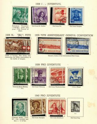 Switzerland 268 - 9,  B91 - 104,  B106 - 108 1938 - 40 Used/mnh (b100 - 4)