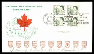 Mayfairstamps Canada Fdc 1967 Queen Elizabeth Ii Corner Block First Day Cover Ww