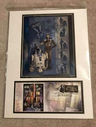 Fdoi Usps Star Wars 30th Anniversary C - 3po R2d2 Poster 1st Day Issue With Stamps