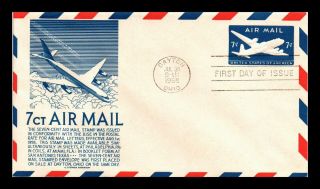 Dr Jim Stamps Us 7c Air Mail Cs Anderson Fdc Embossed Postal Stationery Cover