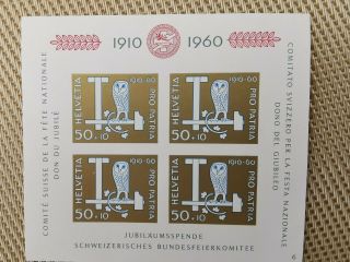 Switzerland Stamp 1960 Sheet Of 4 Mnh.  7375
