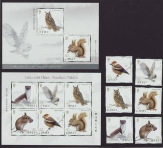 Jersey 2019 Mnh - Woodland Wildlife,  Links With China - 2 M/sheets And 6 Stamps