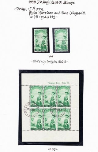 Zealand 1958 Health Stamps Sg 764 & 765 & Ms 765a (2 Sheets) V Fine Vfu