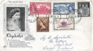Zealand 1953 Queen Elizabeth Ii Set Of Five On 25th May Fdc My Ref 532