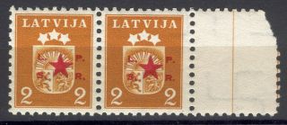 J Latvia L84 Revenue Stamps 2v Mnh After 1940 Ovpt Red Star