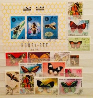 Butterflies Bees Insects Souvenir Mini Sheet,  Thematic Stamps 01190618