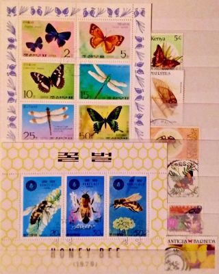 Butterflies Bees Insects 2 Souvenir Mini Sheets,  Thematic Stamps 20251118
