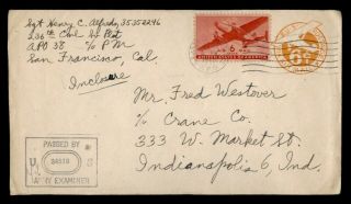 Dr Who 1943 Apo 38 Uprated Airmail Stationery To Usa Wwii Censored E68848