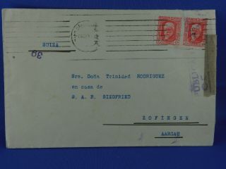 Spain Old Cover 1937 To Switzerland With Cinderella Censor (n1/93)