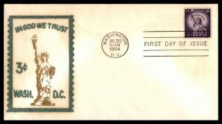 Mayfairstamps Us Fdc 1954 Washington Dc Statue Of Liberty Coil First Day Cover W