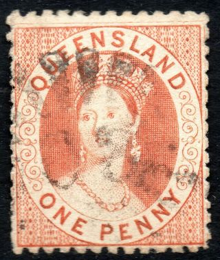1863 - 67 Queensland Sg 30 1d Orange - Vermilion Fine