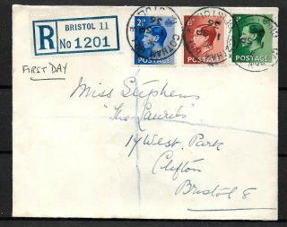 Gb Keviii,  Fdc First Day Cover,  1st Sept 1936,  Regd Label Bristol,  Cat £175