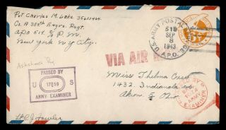 Dr Who 1943 Apo 518 Ashchwich England Airmail To Usa Wwii Censored E68081