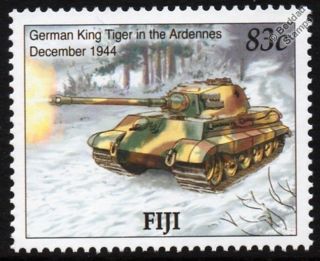 King Tiger Ii German Tank (wwii 1944 Battle Of The Bulge) Stamp (2005 Fiji)