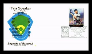 Dr Jim Stamps Us Tris Speaker Statistics Legends Of Baseball First Day Cover