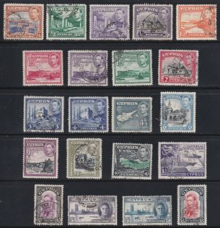 Cyprus Vf 1938 - 1951 King George Vi Pictorial Set Plus Scv $62.  30