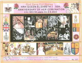 Gb 2003 Qeii 50yrs Anni Coronation Blk Of 10 Mnh A4 Lamin Design & Gifts (207)