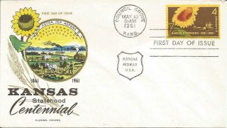 1183 Kansas Statehood Fdc - Fluegel Cachet
