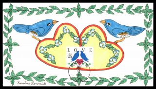 Mayfairstamps Us Fdc 1990 Arkansas Love Birds Karolines Hand Painted First Day C