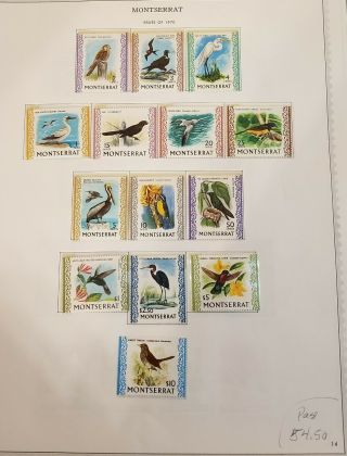 Montserrat 1970,  Stamps,  Birds,  Complete Page,  Cv:$55.  00